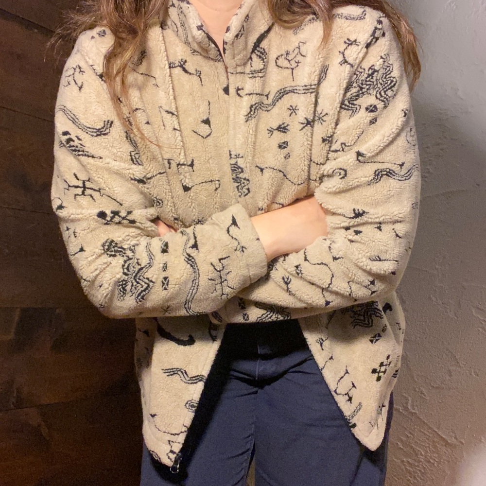 STILL AVAILABLE - Woolrich Primitive Print Sherpa Fleece Outdoor Jacket L